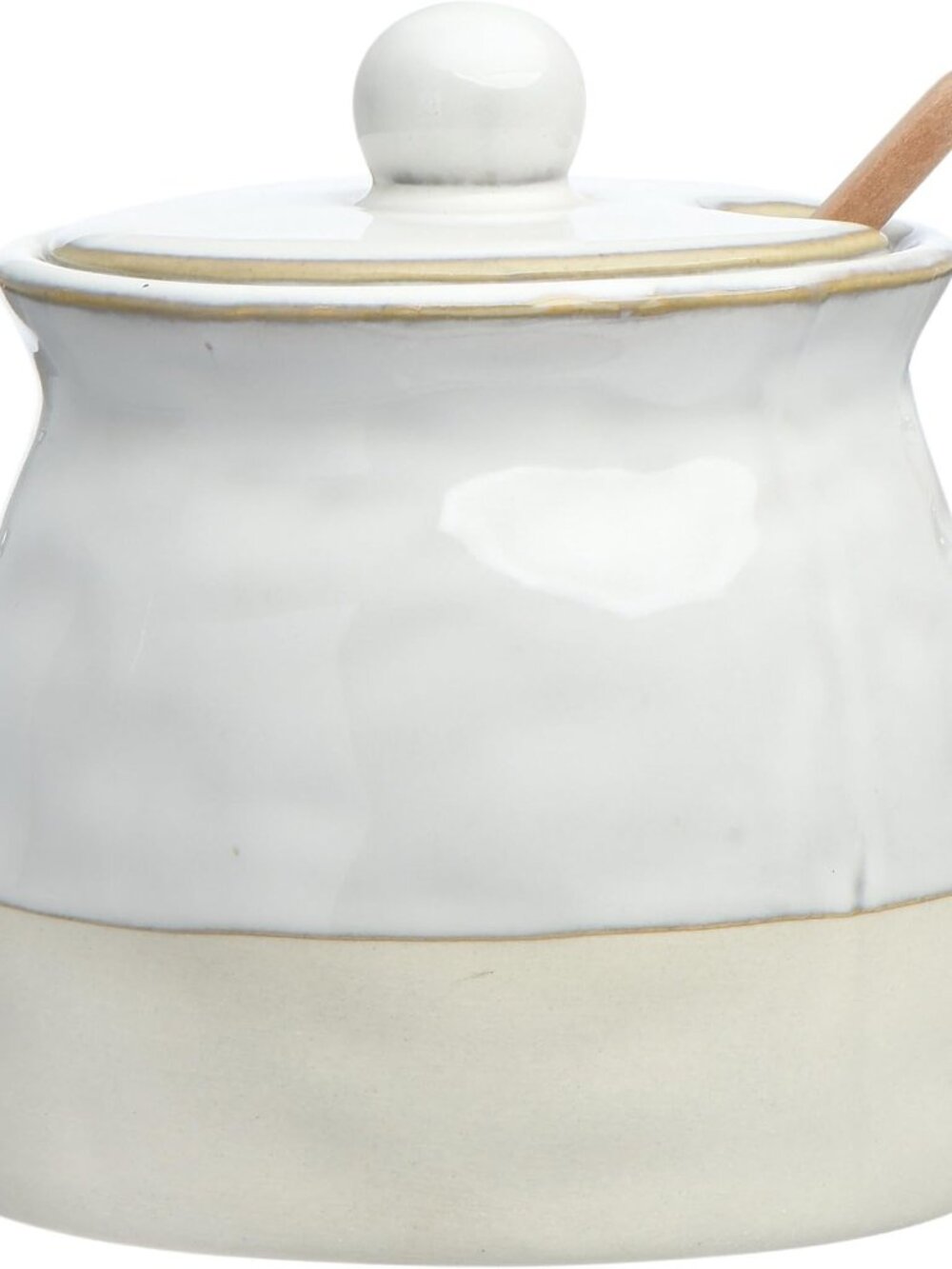 White Stoneware Sugar Pot with Lid
